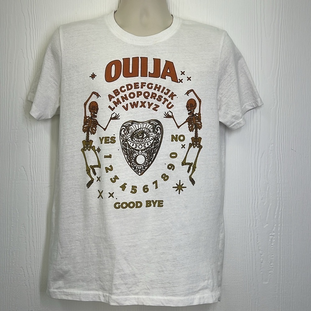 OUIJA - Colorful OUIJA Board Skeleton Graphic Short Sleeve White T Size Large - Picture 2 of 8